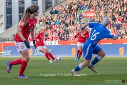 Free-kick in the World Cup qualifier Denmark vs Azerbaijan at Energi Viborg Arena in Viborg, Denmark