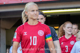 Captain Pernille Harder (#10 Denmark) ready for the World Cup qualifier Denmark vs Montenegro at Viborg Stadium, Denmark