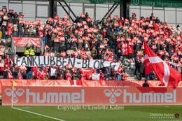 The Fan Club for "Kvindelandsholdet" in the World Cup qualifier Denmark vs Azerbaijan at Energi Viborg Arena in Viborg, Denmark