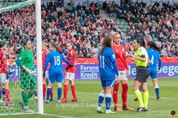 Talk with the referee in the World Cup qualifier Denmark vs Azerbaijan at Energi Viborg Arena in Viborg, Denmark
