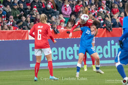 Battle for the ball in the World Cup qualifier Denmark vs Azerbaijan at Energi Viborg Arena in Viborg, Denmark