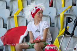 A Happy fan in the friendly match Denmark vs. Australia at "Casa Arena" Stadium in Horsens, Denmark