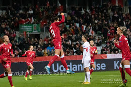 WMS NT, Denmark vs. Georgia. Viborg 2019. Nadia Nadim celebrates having scored to 8-0