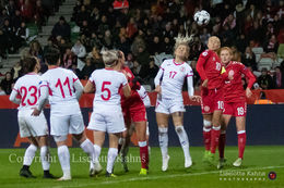 WMS NT, Denmark vs. Georgia. Viborg 2019. Pernille Harder preparing for a header