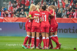Celebration of the first goal in the World Cup qualifier Denmark vs Malta at Energi Viborg Arena in Viborg, Denmark
