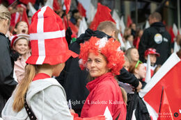 Happy fans in the stands in the World Cup qualifier Denmark vs Malta at Energi Viborg Arena in Viborg, Denmark