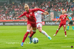Sanne Troelsgaard (#7 Denmark) in the World Cup qualifier Denmark vs Malta at Energi Viborg Arena in Viborg, Denmark