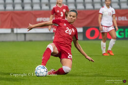 Signe Bruun (#20 Denmark) in the World Cup qualifier Denmark vs Malta at Energi Viborg Arena in Viborg, Denmark