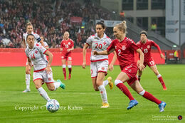 Sara Thrige (#2 Denmark) in the World Cup qualifier Denmark vs Malta at Energi Viborg Arena in Viborg, Denmark
