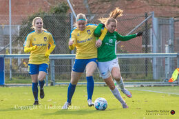 Emma Snerle (#10 Fortuna Hjorring) Barbara Sol Gisladottir (#7 Brondby Women) battle for the ball in the "Kvindeliga" match Fortuna Hjorring vs. Brondby at "Bredbaand Nord Arena" in Hjorring, Denmark