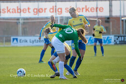 Emma Snerle (#10 Fortuna Hjorring) battle for the ball in the "Kvindeliga" match Fortuna Hjorring vs. Brondby at "Bredbaand Nord Arena" in Hjorring, Denmark