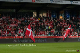 Fans in the stands at the World Cup qualifier Denmark vs Russia at Energi Viborg Arena in Viborg, Denmark Fans in the stands before the World Cup qualifier Denmark vs Russia at Energi Viborg Arena in Viborg, Denmark