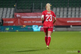 Sofie Svava (#23 Denmark) in the World Cup qualifier Denmark vs Russia at Energi Viborg Arena in Viborg, Denmark