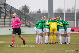 Fortuna Hjorring team spirit beforethe "Gjensidige Kvindeliga" match between Fortuna Hjorring and HB Koge at Hjorring stadium in Hjorring, Denmark