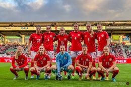"Kvindelandsholdet" in the friendly match Denmark vs Australia at Viborg Stadium, Denmark
