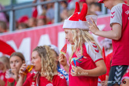 Young Danish fan preparing for the friendly match Denmark vs Brazil at Parken Stadium, Copenhagen, Denmark