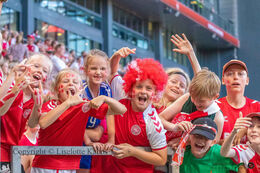 Fans in the stands in the friendly match Denmark vs Brazil at Parken Stadium, Copenhagen, Denmark