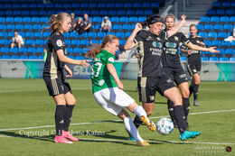 "Kvindeliga" match Fortuna Hjorring vs. KoldingQ at "Bredbaand Nord Arena" in Hjorring, Denmark