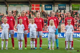 "Kvindelandsholdet" in the friendly match Denmark vs Australia at Viborg Stadium, Denmark