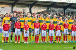 The "Matildas" in the friendly match Denmark vs Australia at Viborg Stadium, Denmark