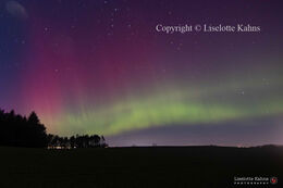 Rare powerful northern lights in Denmark (Hobro), fully visible to the naked eye