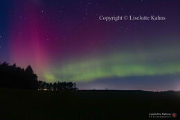 Rare powerful northern lights in Denmark (Hobro), fully visible to the naked eye