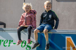 Young and excited fans in the "Kvindeliga" match Fortuna Hjorring vs. HB Koge at "Bredbaand Nord Arena" in Hjorring, Denmark