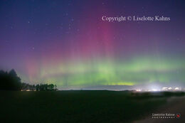 Rare powerful northern lights in Denmark (Hobro), fully visible to the naked eye