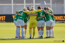 Fortuna Hjorring team-spirit before the "Kvindeliga" match Fortuna Hjorring vs. HB Koge at "Bredbaand Nord Arena" in Hjorring, Denmark