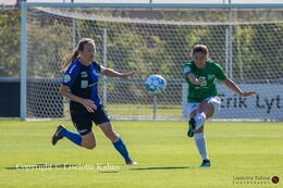 Angela Beard (#4 Fortuna Hjorring) with a shot in the "Kvindeliga" match Fortuna Hjorring vs. HB Koge at "Bredbaand Nord Arena" in Hjorring, Denmark