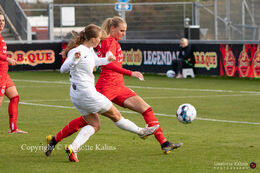 Emma Snerle (#10 Fortuna Hjorring) with a shot in the "Kvindeliga" match Fortuna Hjorring vs. AGF at "Bredbaand Nord Arena" in Hjorring, Denmark