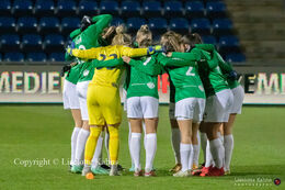 Team spirit before the "Kvindeliga" match Fortuna Hjorring vs. FC Thy at "Bredbaand Nord Arena" in Hjorring, Denmark