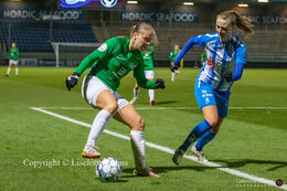 Emma Snerle (#10 Fortuna Hjorring) doing her tricks in the "Kvindeliga" match Fortuna Hjorring vs. FC Thy at "Bredbaand Nord Arena" in Hjorring, Denmark