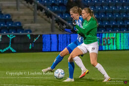 Emma Snerle (#10 Fortuna Hjorring) battles for the ball in the "Kvindeliga" match Fortuna Hjorring vs. FC Thy at "Bredbaand Nord Arena" in Hjorring, Denmark