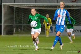 Emma Snerle (#10 Fortuna Hjorring) battles for the ball in the "Kvindeliga" match Fortuna Hjorring vs. FC Thy at "Bredbaand Nord Arena" in Hjorring, Denmark