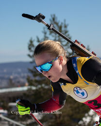 Marte Olsbu Roiseland at the BMW IBU biathlon finals in Holmenkollen, Oslo, Norway