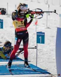 Marte Olsbu Roiseland at the BMW IBU biathlon finals in Holmenkollen, Oslo, Norway