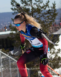 Tiril Eckhoff at the BMW IBU biathlon finals in Holmenkollen, Oslo, Norway