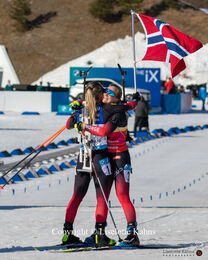 Tiril Eckhoff and Marte Olsbu Roiseland at the BMW IBU biathlon finals in Holmenkollen, Oslo, Norway