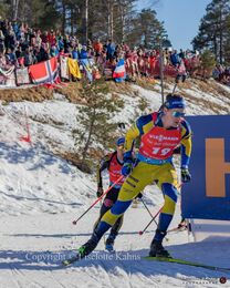 Martin Ponsilouma at the BMW IBU biathlon finals in Holmenkollen, Oslo, Norway