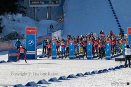 Start of the men's pursuit at the BMW IBU biathlon finals in Holmenkollen, Oslo, Norway