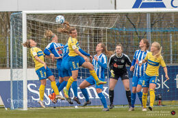 Action in front of FC Thy-Thisted Q's goal in the Women's Cup Final, FC Thy-Thisted Q vs. Brondby IF at Lerpytter stadium in Thisted, Denmark a