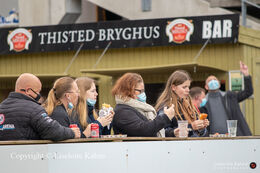 Fans enjoying being in the stands again in the Women's Cup Final, FC Thy-Thisted Q vs. Brondby IF at Lerpytter stadium in Thisted, Denmark