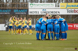 Focus before kick-off in the Women's Cup Final, FC Thy-Thisted Q vs. Brondby IF at Lerpytter stadium in Thisted, Denmark