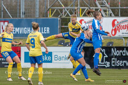 Josefine Hasbo (#6 Brondby IF) fighting for the ball in the Women's Cup Final, FC Thy-Thisted Q vs. Brondby IF at Lerpytter stadium in Thisted, Denmark