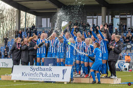 FC Thy-Thisted Q celebrating the victory in the Women's Cup Final, FC Thy-Thisted Q vs. Brondby IF at Lerpytter stadium in Thisted, Denmark
