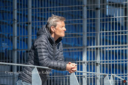 Lars Soendergaard, Head coach for "Kvindelandsholdet" (Women's Nationa Team), is sneak peaking in the "Gjensidige Kvindeliga" match between Fortuna Hjorring and KoldingQ