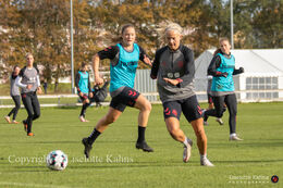 WEURO2022 training session in Viborg, October 2020. Pernille Harder and Janni Thomsen in action