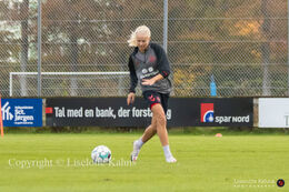WEURO2022 training session in Viborg, October 2020. Pernille Harder silently sneaking in on the ball