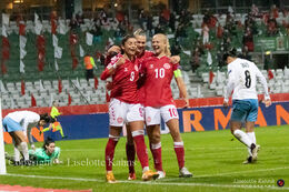 WMS NT, Denmark vs. Israel. Viborg 2020. Celebration of Pernille Harder's goal to 1-0